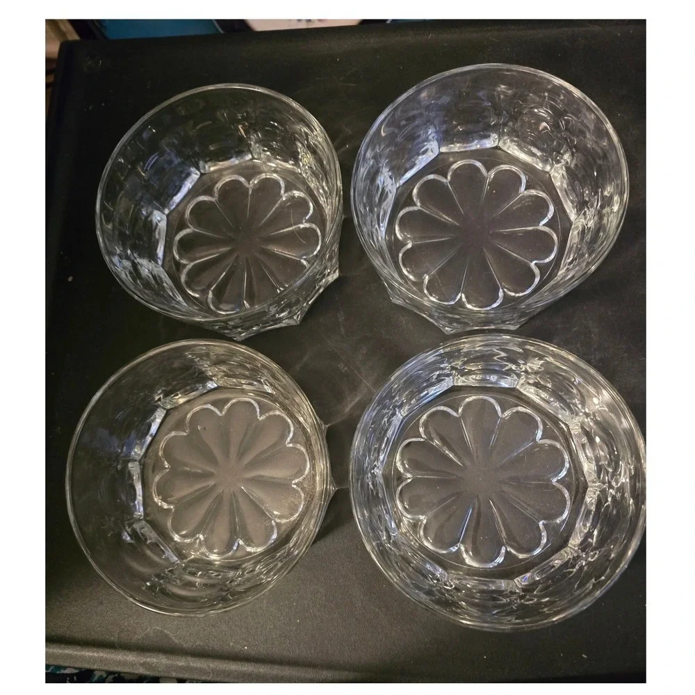 Duralex Verallia Glass Dish Set‎ of 4 Paneled Sides Spain 5